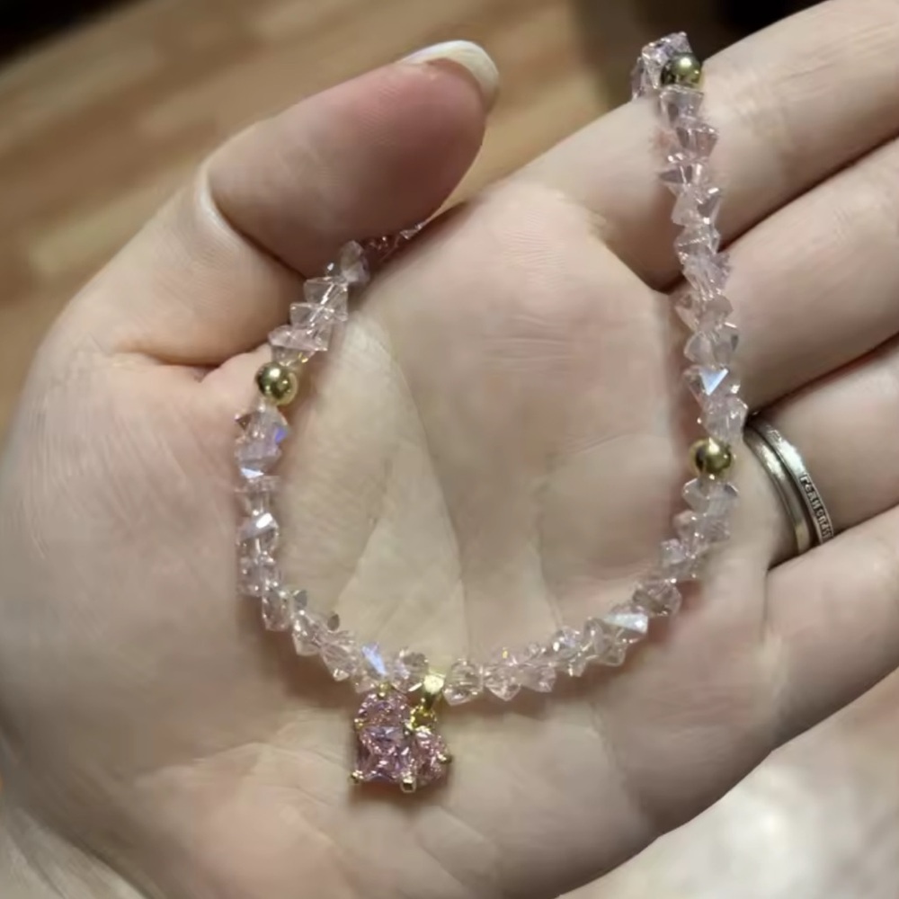 Pink Crystal Heart Necklace - Picture 5 of 7